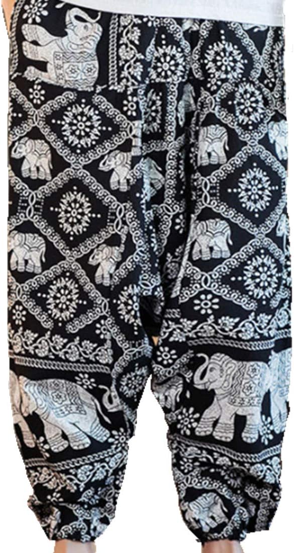 Hzcx Fashion Men's Vintage Cotton Blends Linen Drop Crotch Jogging Harem Pants
