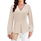 Blooming Jelly Womens Dressy Casual Peplum Tops Long Sleeve Work Blouses Trendy Dress Shirts Business Outfits 2025