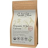 Wild Bliss Organic Yarrow Flower Tea - Caffeine Free Loose Leaf Herbal Tea - Pharmacopoeia Potency - 7 Ounces - 100 Servings