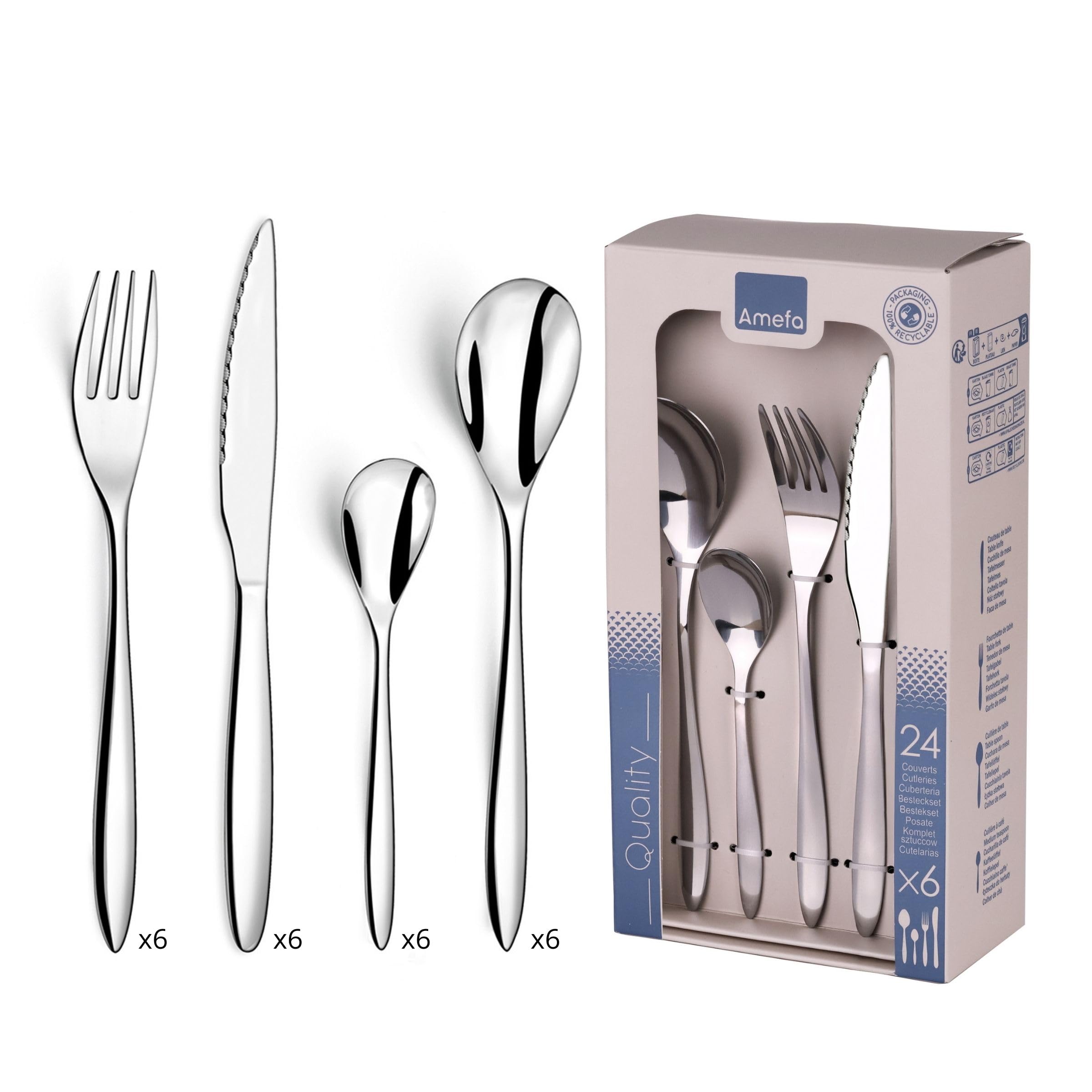 Amefa Actual, 24 Piece Cutlery Set, 6 People