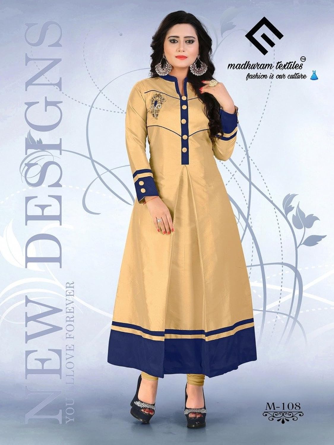 mt women's taffeta silk party wear long kurti (mt-108 p)