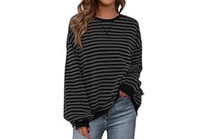 BTFBM Womens Oversized Striped Sweatshirt Crewneck Long Sleeve Pullover Top Casual Y2K Spring Clothes 2026 Workout Shirt