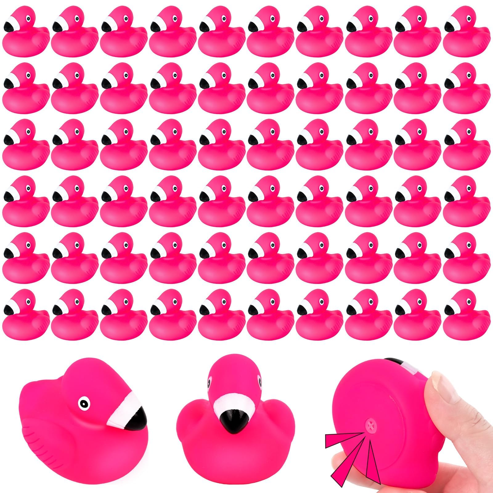 Photo 1 of 30PCS Adorable Flamingo Rubber Ducks Bulk Pink Floating Squeaky Bath Toys Perfect for Baby Showers, Birthday Parties, Cake Toppers, Pool Party Favors and Classroom Prizes (30)