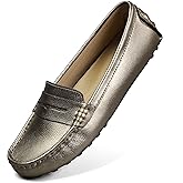 Artisure Women's Classic Comfort Leather Penny Loafers Casual Slip-Ons Lightweight Walking Flats Driving Mocs Boat Shoes