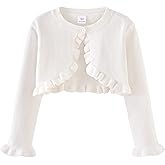 NewL Girls Kids Bolero Cardigan Sweater Cute Ruffle Design Long Sleeve Button Knit Shrug Cropped Cover Up Jacket Tops