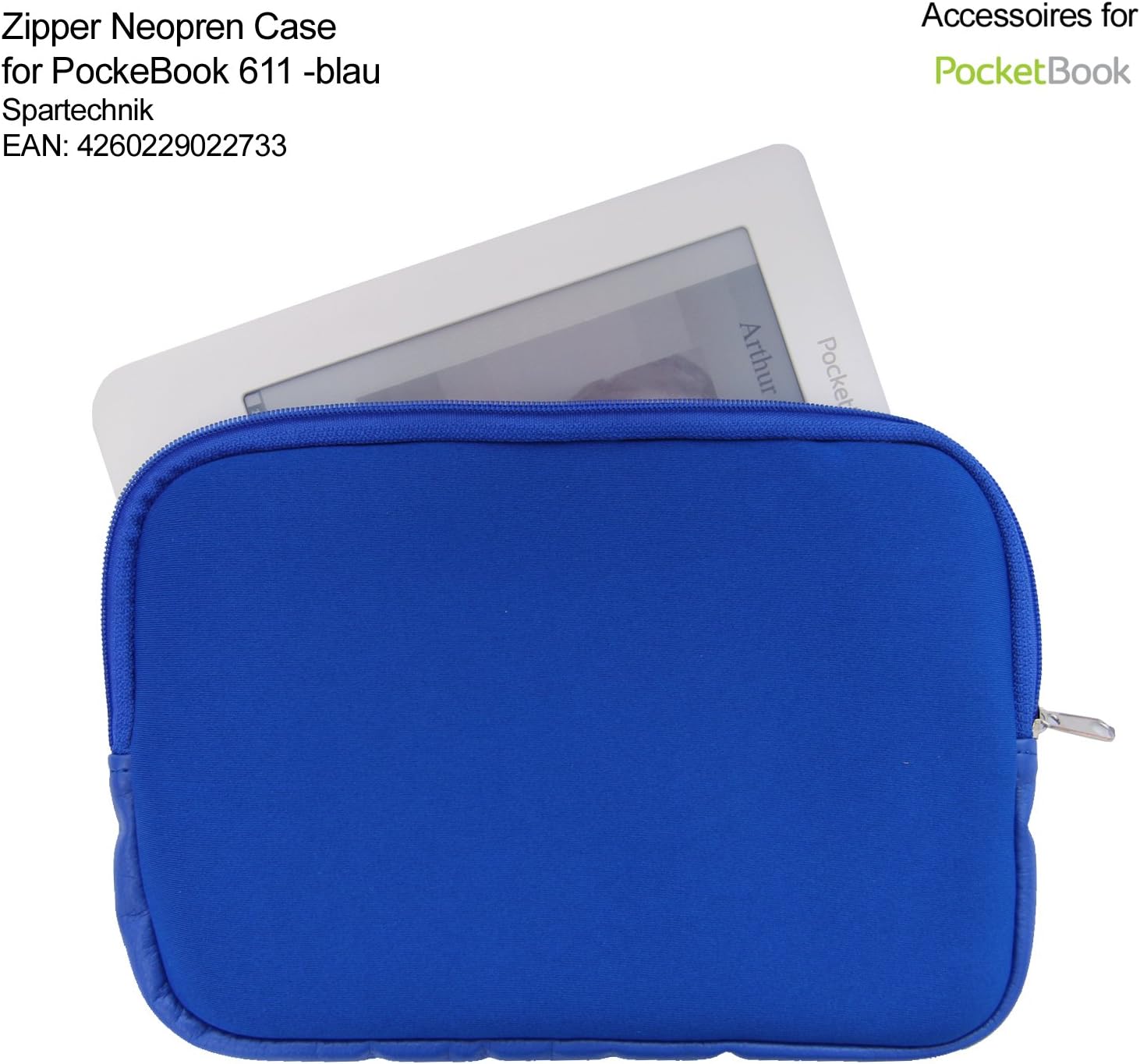 Spartechnik Blaue Zipper Tasche für Pocketbook 611 (Lidl) mit