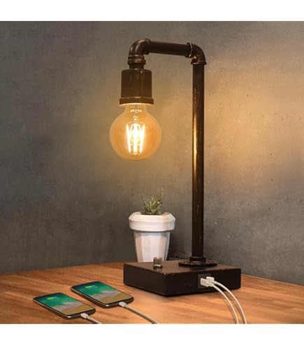 Surpars House Farmhouse Table Lamp, Vintage Desk Decor with