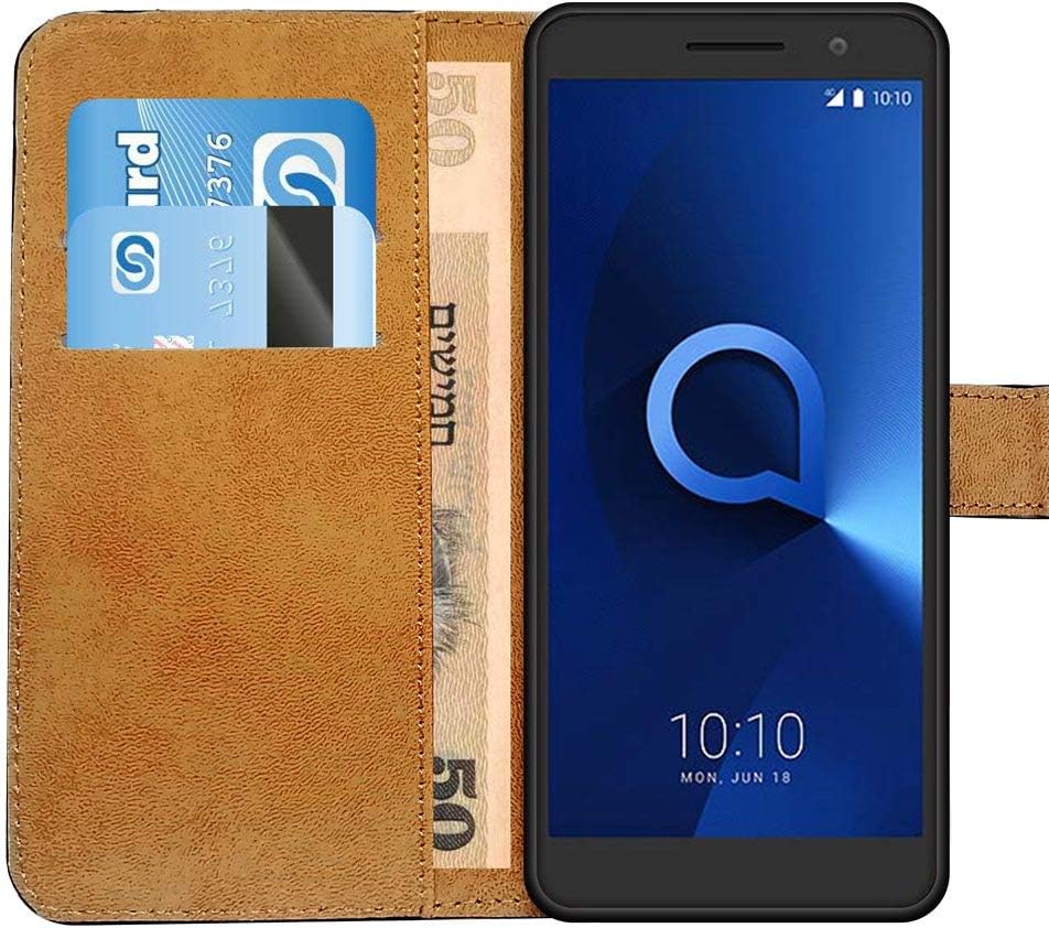 SDTEK Case Compatible with Alcatel 1 (2019-2021), Leather Wallet Flip Book Folio Wallet View Phone Cover Stand (Black) - Image 3