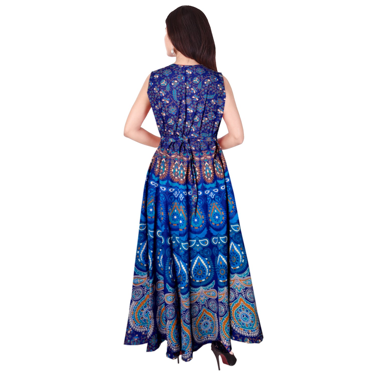 jwf girls cotton long one piece multicolor dress