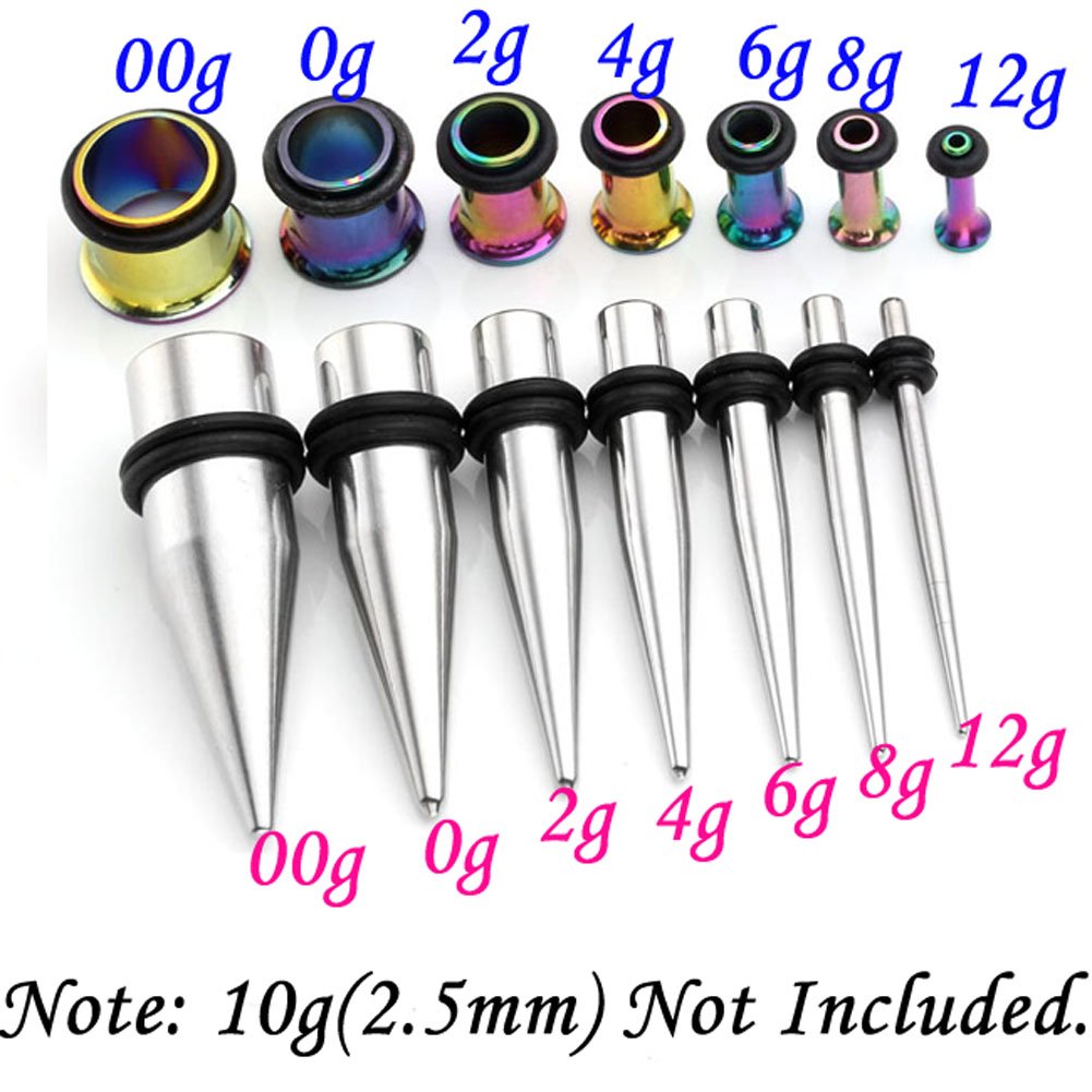 PiercingJ 28pcs 12G00G Surgical Stainless Steel Tapers Stretching Kit