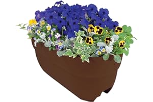 Emsco Group Bloomers Railing Planter with Drainage Holes – 24" Weatherproof Resin Planter – Brown, Plastic