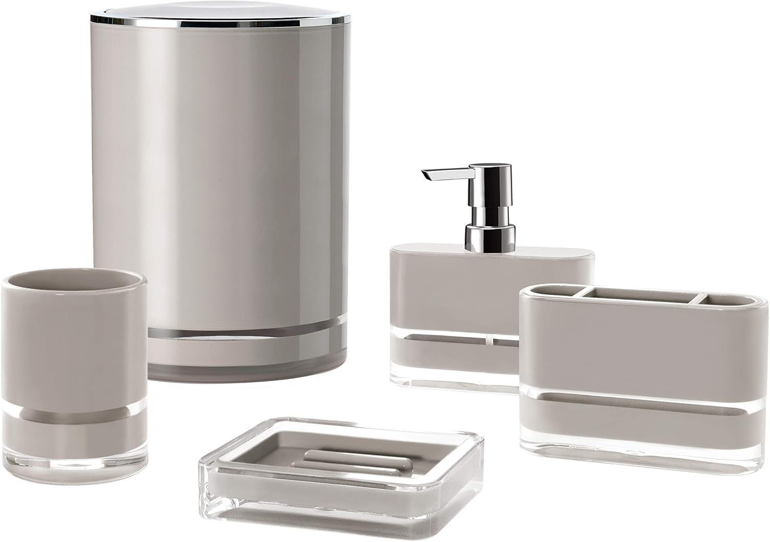 IMMANUEL Float 5 Piece Bathroom Accessory Set Gray Amazon.co.uk