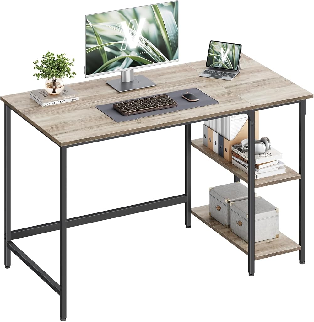 VASAGLE Computer Desk 120 x 60 cm Industrial Style LWD47MB Heather Greige Ink