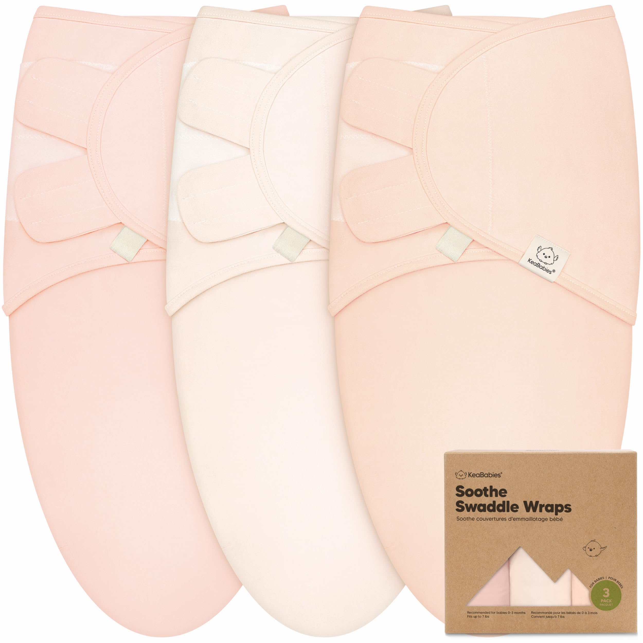 Photo 1 of 3-Pack Organic Baby Swaddle Sleep Sacks - Swaddles for Newborns, Infant 0-3 Months, Baby Girls, Boys, Soft & Snug Newborn Sleep Sack, Nursery Swaddling Blankets (Angelic, XS)