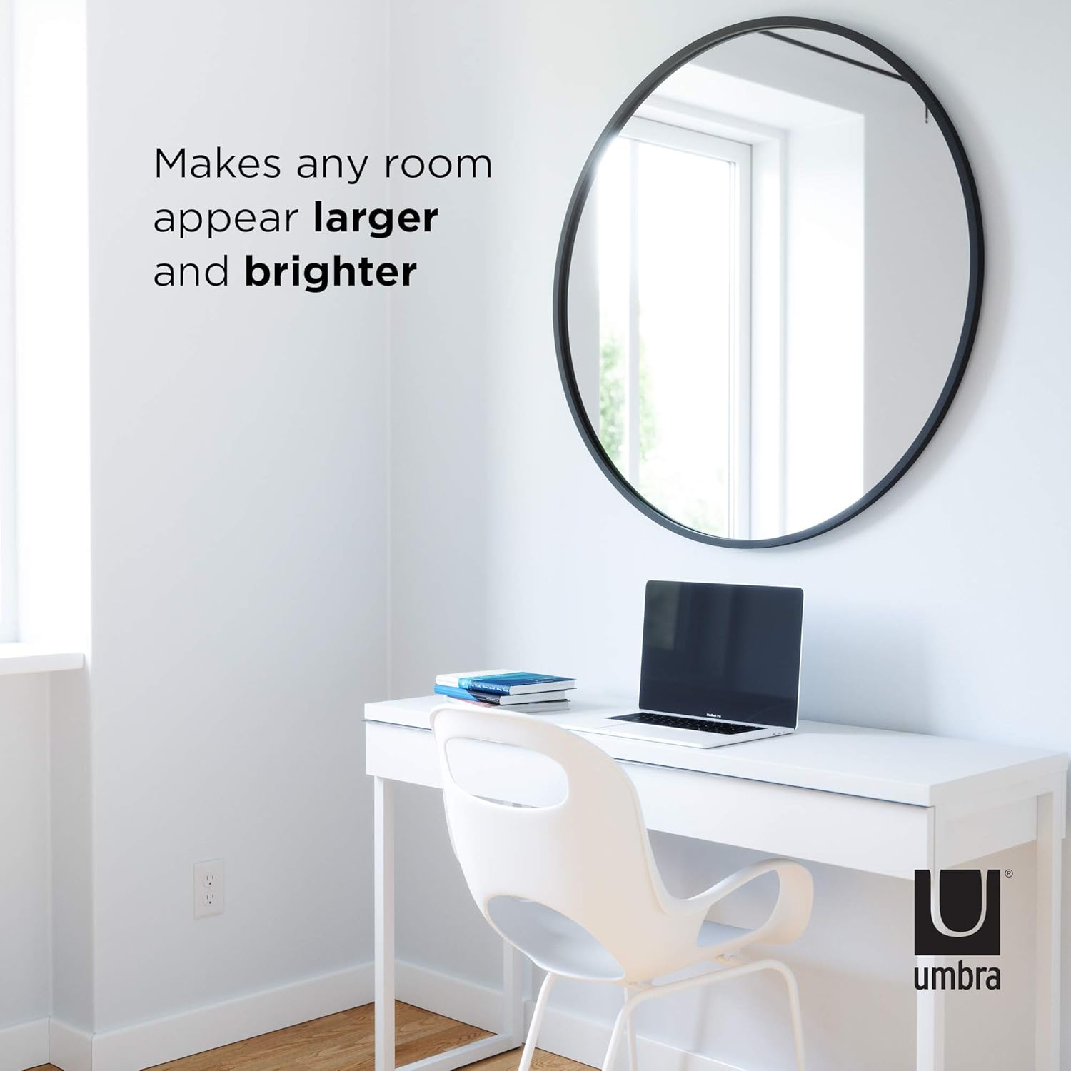 Umbra 358370-040 Hub Wall Mirror With Rubber Frame - 37-Inch Round Wall Mirror for Entryways, Washrooms, Living Rooms and More, Doubles as Modern Wall Art, Black: Home & Kitchen