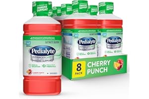 Pedialyte Advanced Care Electrolyte Solution, 1 Liter, 8 Count, with PreActive Prebiotics, Hydration Drink, Cherry Punch