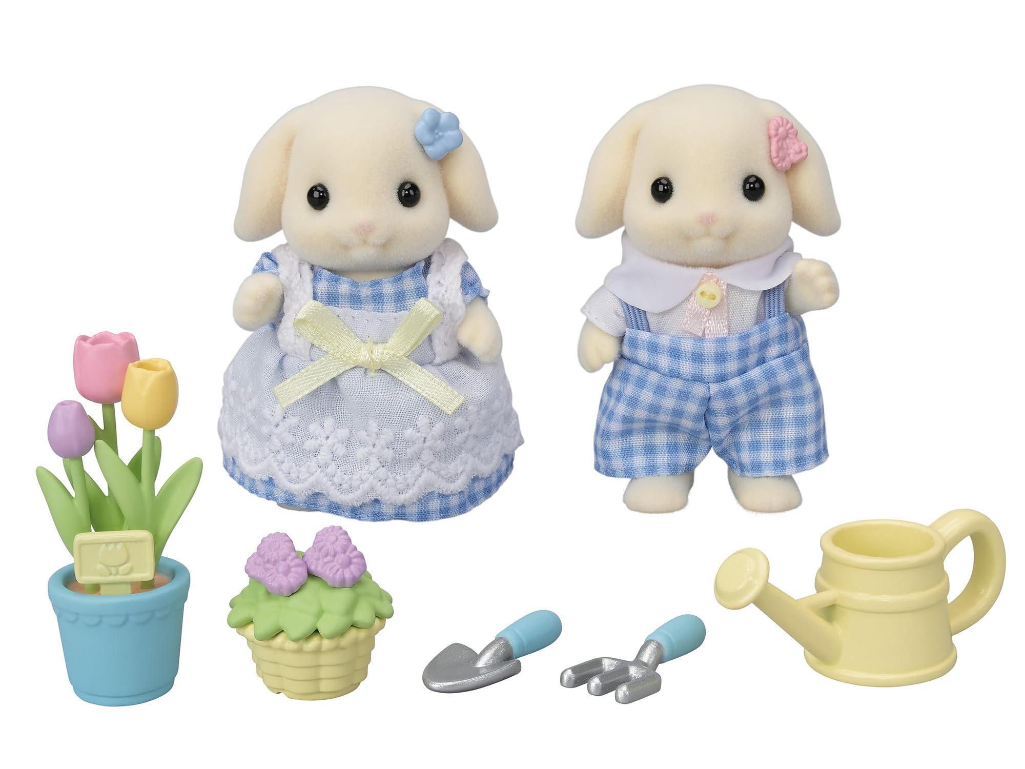 Sylvanian Families - 5736 Blossom Gardening Set -Flora Rabbit Sister & Brother- Dollhouse Playsets