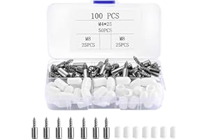 QIWUHAI 100 Pcs Shelf Pins, Shelf Bracket Screws Pegs with Non-Slip Sleeve, Clapboard Holder Support Pins, Self-Tapping Integrated Screws for Bookcase Shelf Cabinet Closet Shelf Support (White)