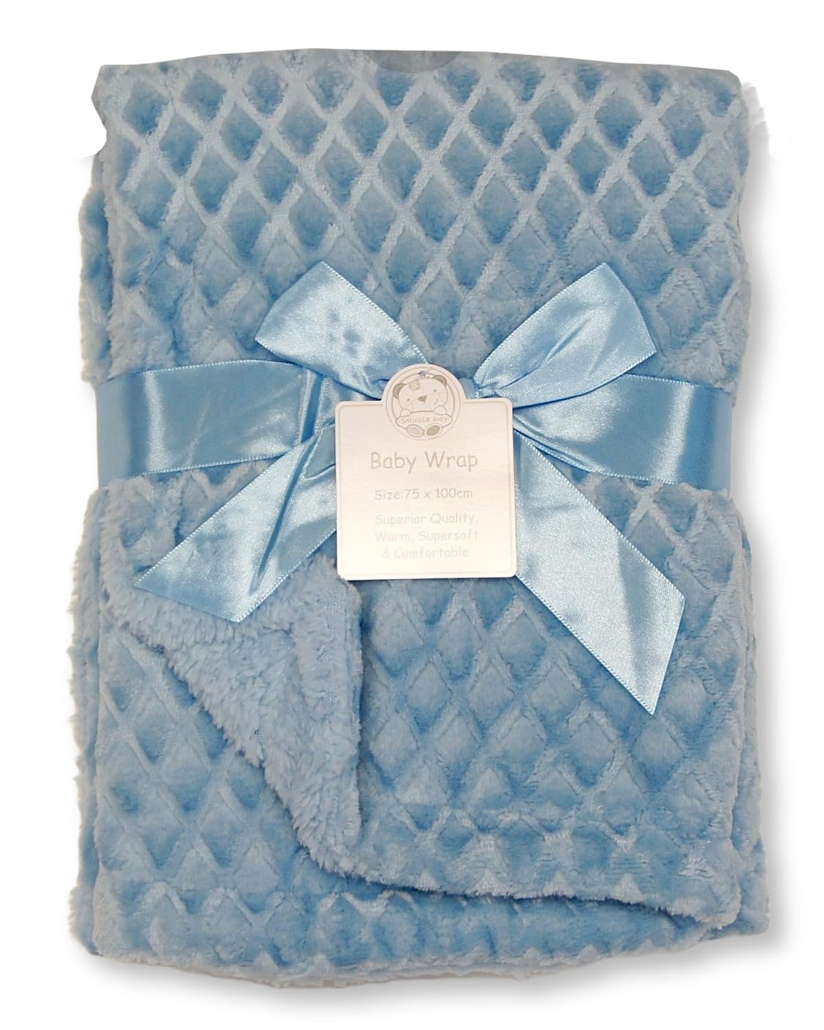 Baby Diamond Wrap Blanket with Sherpa Back - Pink and Sky Blue Colours (Sky)
