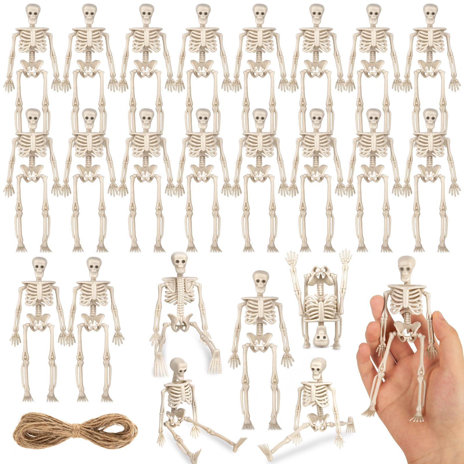 Photo 1 of ZHWKMYP 24 Pcs Mini Skeletons, Tiny Small Skeleton Figurines for Crafts, Halloween Party Decor Supplies