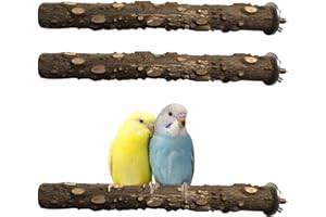 PINVNBY 3Pcs Bird Perches for Cage, Nature Wood Prickly Parrot Stand Toy Paw Grinding Stick for Small Medium Birds Parrot Parakeet Cockatiel Conure Cage Accessory