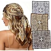 Dolcety head scarf for women,silk like head scarf,silk bandana,leopard print scarf,Hair Wrapping Night 27.5"