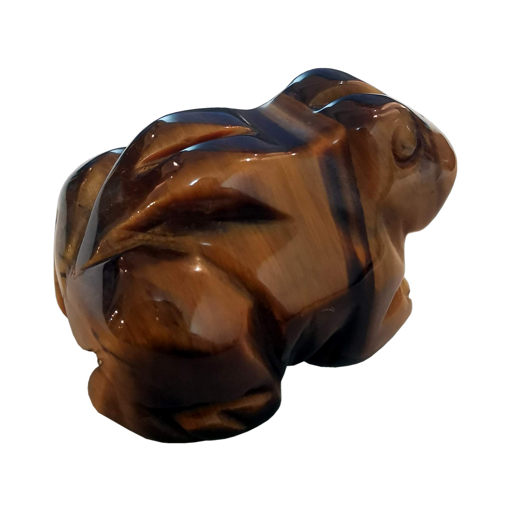 Manekieko Natural Tiger's Eye Frog Crystals and Healing Stone Figurines,38mm Hand Carved Pocket Animal Room Decor Gemstone — image 1
