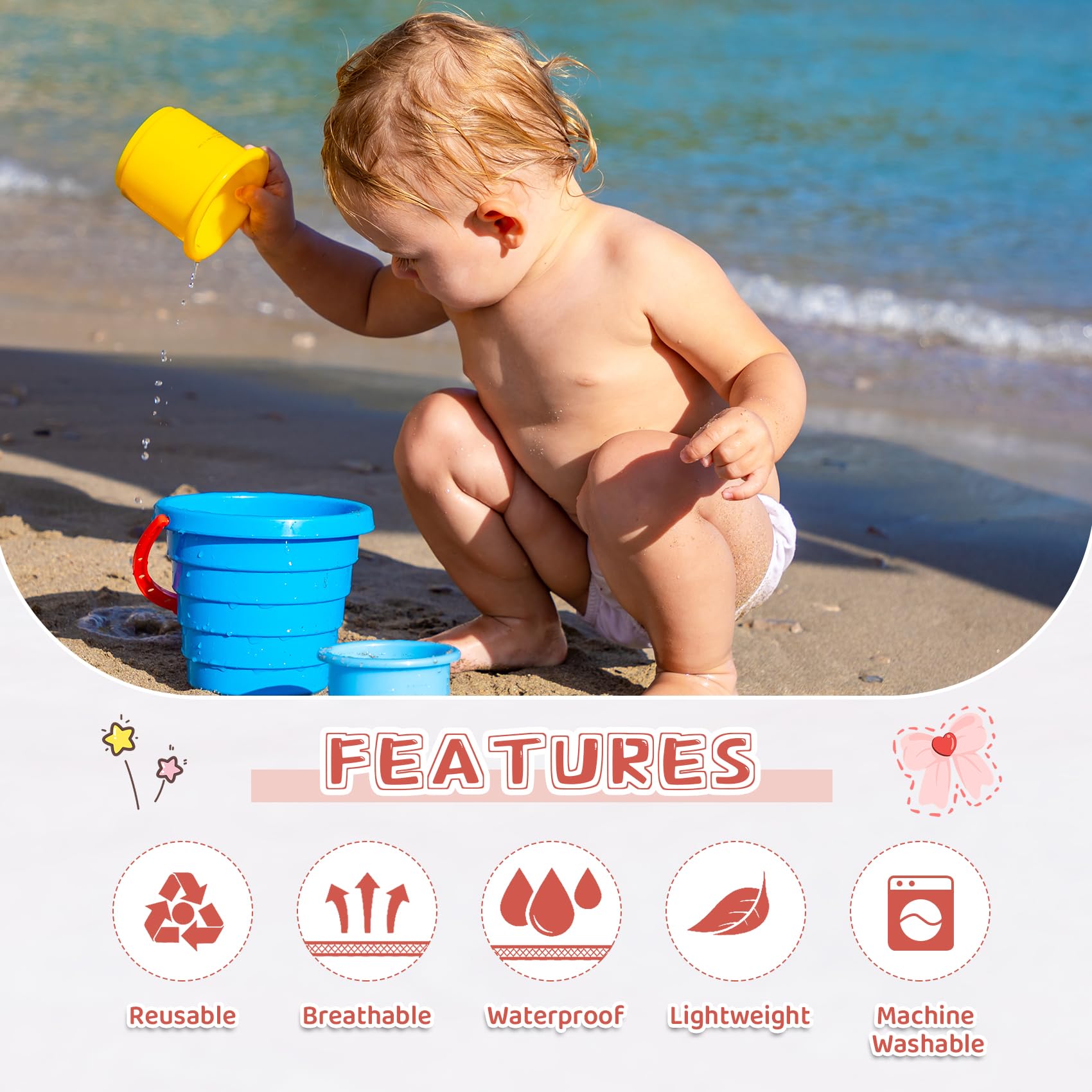 Durio 2PCS Reusable Swim Diapers - Toddler Baby Swim Diaper Soft and Waterproof for Swimming Lessons Boys and Girls