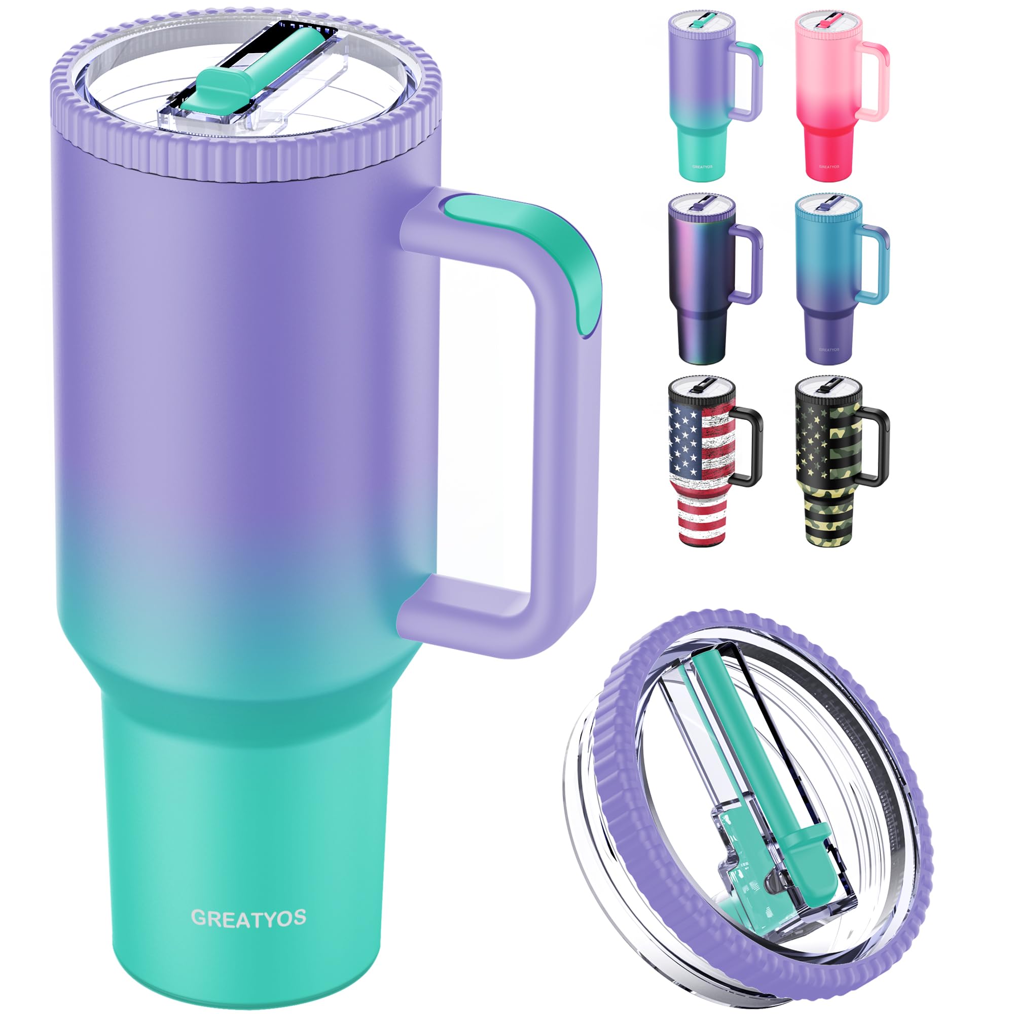 Photo 1 of Greatyos 40 oz Tumbler with Handle and Flip Straw Lid - Upgraded Traveler 40oz Tumblers with Lids Straws Vacuum Insulated Leak Proof Stainless Steel Cup Mug Gifts for Men Women Him Her (Mermaid)