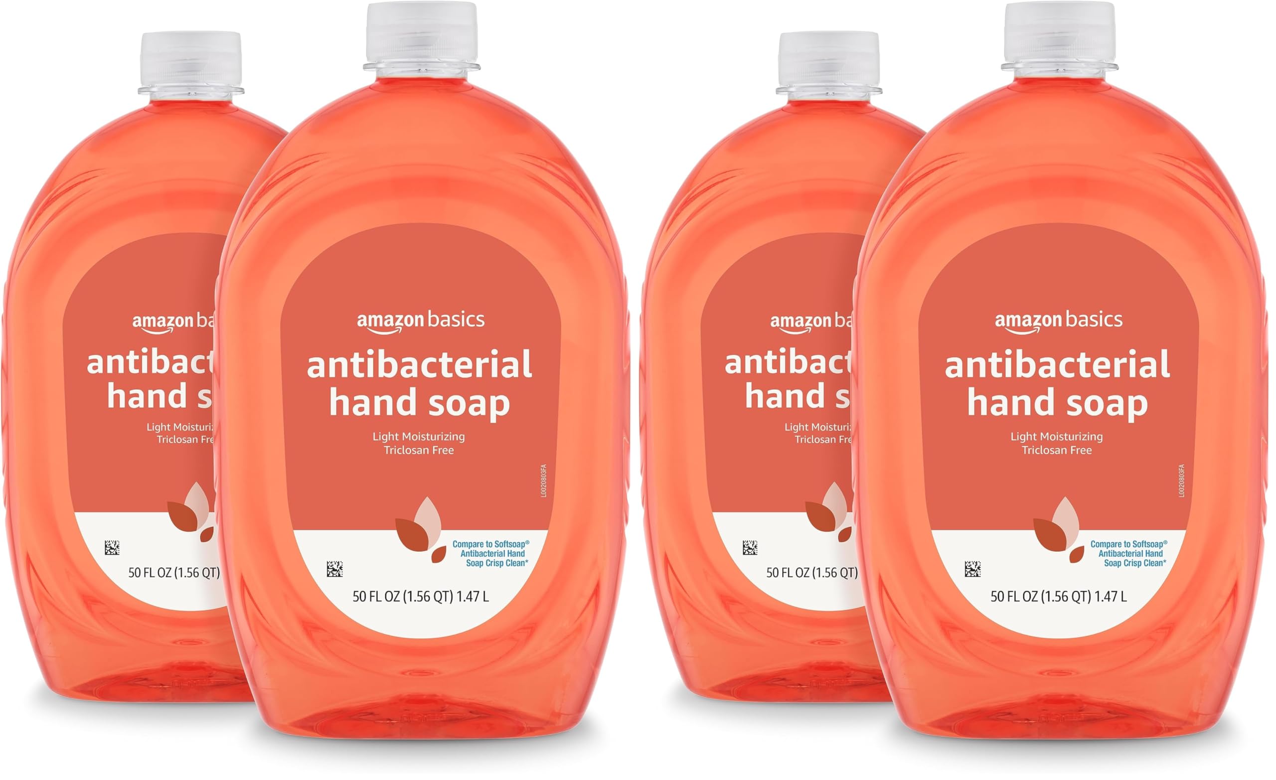 Amazon Basics Liquid Hand Soap Refill, Light Moisturizing, Triclosan-Free, Dermatologist-Tested, pH Balanced, Citrus, 50 Fl Oz (Previously Solimo) (Pack of 4)