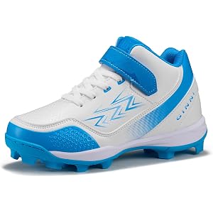 GINNI Boys Girls Mid-Top Soccer Football Cleats Kids Outdoor Athletic Shoes | Comfort & Light EVA Midsole, Non-Slip Sneakers,