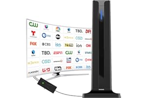 APEXWAVETV Digital TV Antenna for Smart TV Indoor,2025 TV Antenna with 3M Stick Base, 360°&Long Range Reception HDTV Antenna for Local Channels, Easy Installation Antennas for TVs Without Cable (7.0 in)