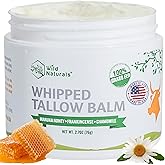 Wild Naturals Whipped Tallow Honey Balm, Grass-Fed Beef Tallow Balm for Skin with Manuka Honey & Shea Butter, Thick & Unscented for Dry, Sensitive, & Reactive Skin