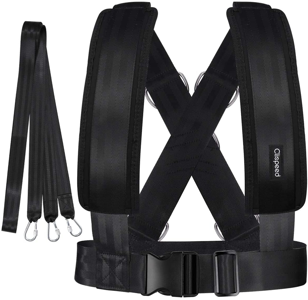 CLISPEED Professional Sled Harness for Resistance Training - Heavy Duty Workout Harness - Adjustable Sled Fitness Strap for Athletes Football Running Exercise