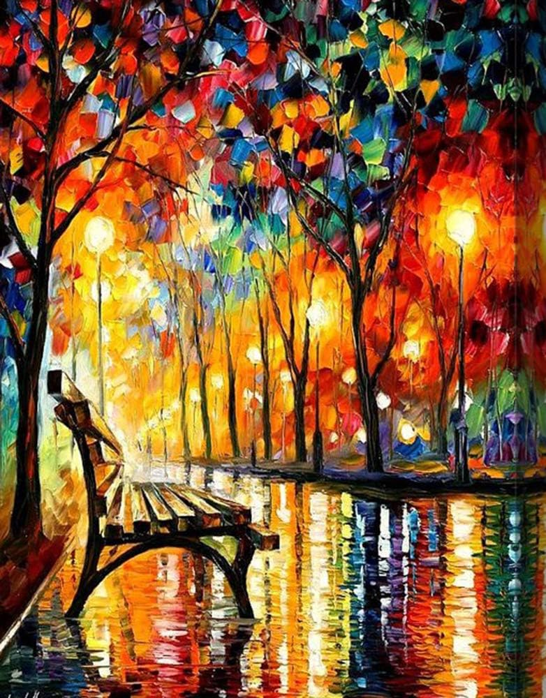 ULELA DIY 5D Diamond Painting by Number Kit for Adult, Full Drill Diamond Embroidery Kit Home Wall Decor (Street, 20.4"x25.6")