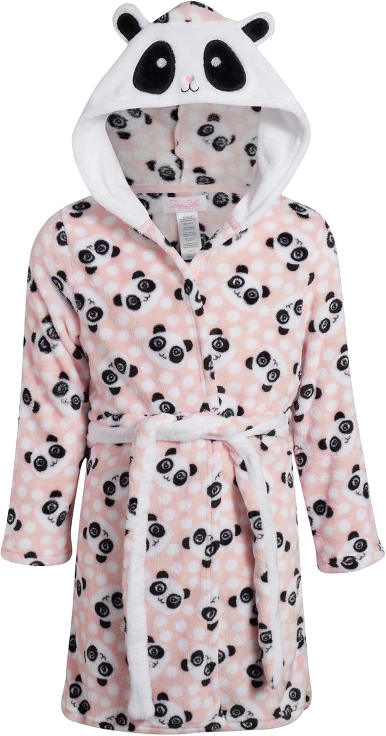 Rene Rofe Girls’ Soft Fleece Lined Robe with Animal Hood: Clothing