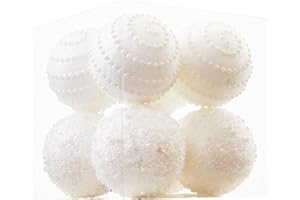 ChrisWish White Christmas Ball Ornaments, Christmas Ball Decorations Shatterproof Plastic Hanging Pearl Balls for Holiday Party(90mm/3.54", 8ct)