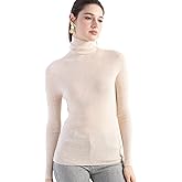 Ciovkis Women's Merino Wool Blend Sweater Turtleneck Rib Slim Fit Long Sleeve First-Line Ready to Wear Seamless Knit Sweater
