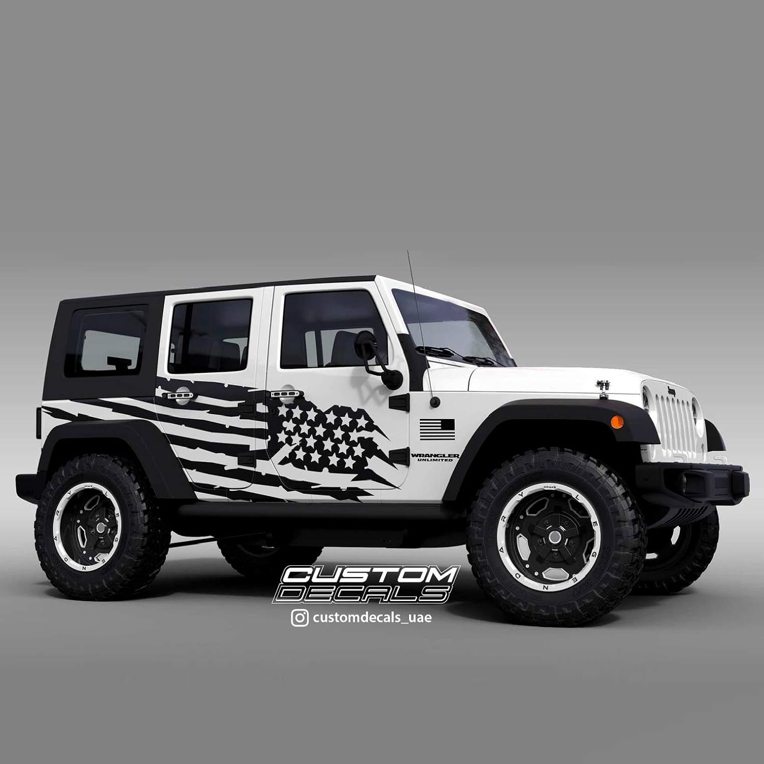 Distressed American Flag Car Side Graphics Kit Vinyl Decal Sticker Wrap