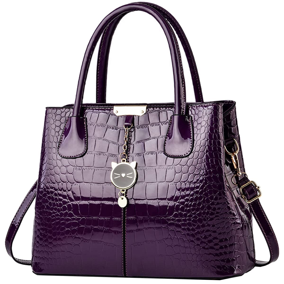 NIYUTA Women's Handbags Fashion casual patent leather Shoulder Top-Handle Bags Purple