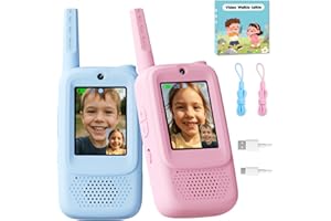 ANBURI Video Walkie Talkies for Kids, Handheld 2 Pack Rechargeable Video Walkies Talkies, Indoor Outdoor Toys Christmas Birthday Gifts for Age 3-12 Year Old Girls Boys (Blue & Pink)
