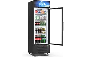 Cintva ETL & DOE Certified Commercial Refrigerators Single Door 14.8 Cu Ft, Commercial Drink Fridge Glass Door, Display Refrigerator with Built-in LED Light for Shop,Restaurant,Bar