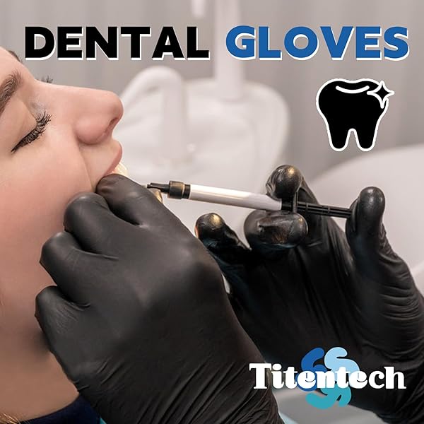 TITENTECH BLACK NITRILE GLOVES, 3.2MIL DISPOSABLE MEDICAL EXAM GLOVE LATEX&POWDER FREE, FOOD PREP, NON-STERILE 1000 COUNT MEDIUM