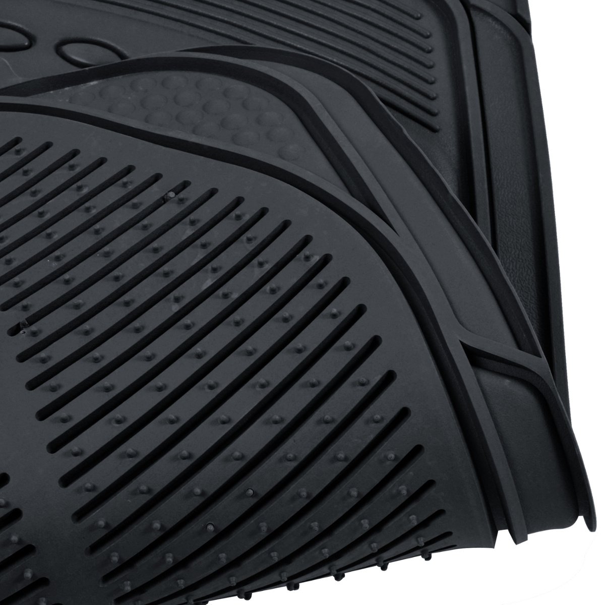 BDK MT35 Proliner Weather Rubber Auto Floor Mats and Cargo Liner-Heavy Duty 4Pc Set Fit for Car SUV Van & Truck (Black)