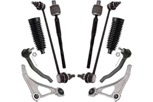 TRQ Front Steering & Suspension Kit Control Arm with Ball Joint Steering Rack & Pinion Bellow Sway Bar Stabilizer Link Tie Rod Compatible with 2015-2018 Nissan Altima 2016-2023 Maxima