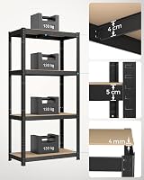 SONGMICS 4-Tier Steel Shelving Unit 520 kg 40x80x160 cm Black GLR044B01 view 3