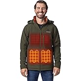 ORORO Men's 4 Heat-Zone Heated Jacket with USB-C Rechargeable Battery, Soft Shell Heated Jacket with Detachable Hood