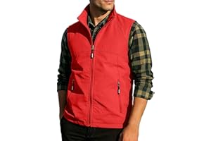Mens Full-Zip Lightweight Vest Stand Collar Softshell Outerwear Spring Sleeveless Pockets Jacket For Running Hiking Travel