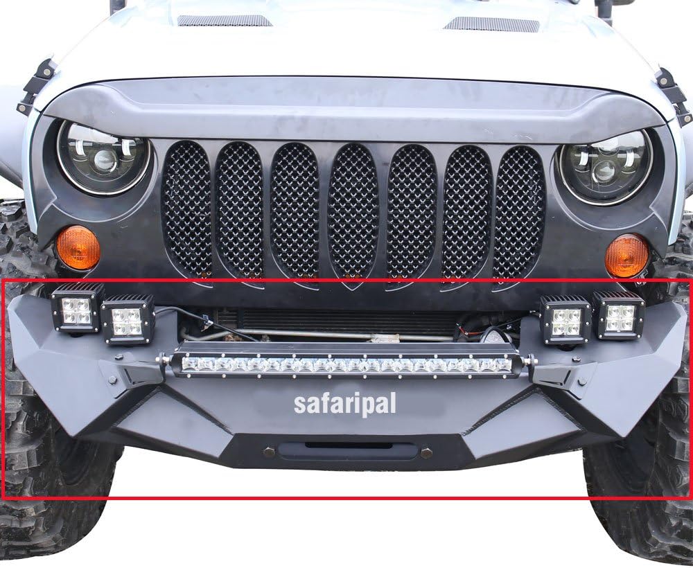Safaripal Jeep Wrangler Front Rear Bumpers for Jeep Wrangler Jk Rubicon Sahara Sports 2007-2017 (Monster Front Bumper)