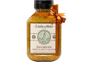 Schaller & Weber Bavarian Mustard, 9.5 Oz Squeeze Bottle (1 Pack) | Sweet Hot Mustard | Deli Condiment for Sausages, Pretzels & Sandwiches | All Natural, No Preservatives